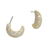 108112, 14K GOLD PLATED PAVE CUBIC ZIRCONIA ACCENT DESIGNER INSPIRED POST EARRING