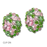 Oversized Oval Shaped Multi Rhinestone Clip on Earring - view 9