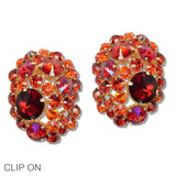 108502, OVERSIZED OVAL SHAPED MULTI RHINESTONE CLIP ON EARRING