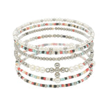 108547, CROSS ACCENT DAINTY MULTI LAYERED BEADED STRETCH BRACELET