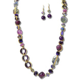 108697, 32" SEMI PRECIOUS STONE WITH GLASS BEADED LONG NECKLACE