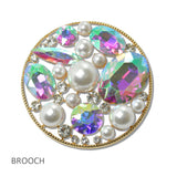 108722, PEARL RHINESTONE ROUND EVENING BROOCH PIN