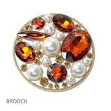 108722, PEARL RHINESTONE ROUND EVENING BROOCH PIN