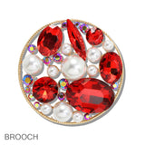 108722, PEARL RHINESTONE ROUND EVENING BROOCH PIN