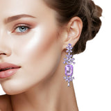 108787, CHAMPAGNE RHINESTONE EVENING DANGLE EARRING