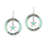 108791, OCEAN STARFISH ABALONE ACCENT ROUND DANGLE EARRING