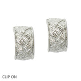 108804, BRAID ENGRAVED METAL CLIP ON EARRING