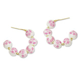 108815, FLORAL CERAMIC PORCELAIN BEADED HOOP EARRING