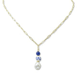 108824, FLORAL CERAMIC BEAD FRESHWATER PEARL PENDANT NECKLACE