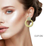 108842, PAVE ROUND ACCENT TEXUTRED METAL CLIP ON EARRING