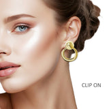 108843, CUTOUT ROUND METAL CLIP ON EARRING