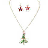 108865, CHRISTMAS TREE RHINESTONE ACCENT PENDANT NECKLACE