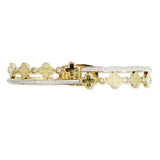 108895, CLOVER PAVE RHINESTONE ACCENT STAINLESS STEEL OPEN BANGLE BRACELET