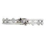 108895, CLOVER PAVE RHINESTONE ACCENT STAINLESS STEEL OPEN BANGLE BRACELET