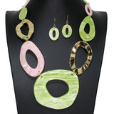 108897, GEOMETRIC GLITTER CELLULOID ACETATE NECKLACE