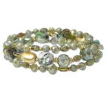 108917, AGATE STONE GLASS BEADED STRETCH BRACELET 3 PIECE SET