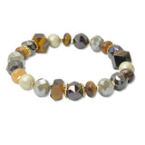 108919, SEMI PRECIOUS STONE GLASS BEADED STRETCH BRACELET