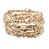 108929, MULTI LAYERED NUGGET BEADED STRETCH BRACELET