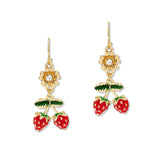 108949, ENAMEL STRAWBERRY FLOWER DANGLE EARRING