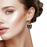 108956, HALLOWEEN ENAMEL CAT DANGLE EARRING