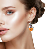 108958, HALLOWEEN ENAMEL PUMPKIN DANGLE EARRING