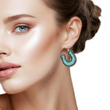 109000, WESTERN TURQUOISE HORSESHOE DANGLE EARRING