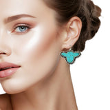 109002, WESTERN TURQUOISE COW HEAD DANGLE EARRING