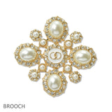 109008, DOUBLE O ACCENT PEARL WITH RHINESTONE BROOCH PIN