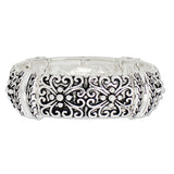 109019, FILLIGREE ENGRAVED METAL STRETCH BRACELET