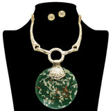 109041, ABSTRACT ROUND CELLULOID ACEATE STATEMENT NECKLACE
