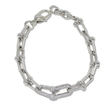 109059, 14K GOLD PLATED BALL EDGE CUBIC ZIRCONIA ACCENT CHAIN DESIGNER INSPIRED BRACELET
