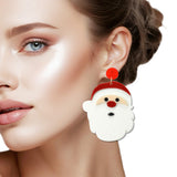 109083, OVERSIZED CHRISTMAS SANTA CLAUS ACRYLIC DANGLE EARRING