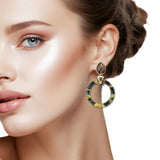 109095, CUTOUT ROUND GLITTER CELLULOID ACETATE DANGLE EARRING