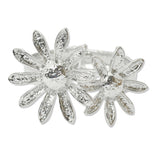 109104, HAMMERED METAL FLOWER BANGLE BRACELET