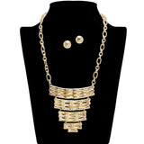 109114, TIERED BAMBOO INSPIRED STATEMENT NECKLACE