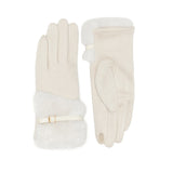 109141, ELEGANT FAUX FUR CUFF TOUCH SCREEN GLOVE WITH BUCKLE DETAIL