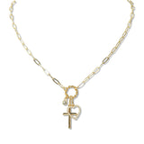 109157, CROSS HEART CHARM CHARMS LINK CHAIN NECKLACE