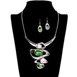 109173, OVAL RHINESTONE ACCENT STATEMENT NECKLACE