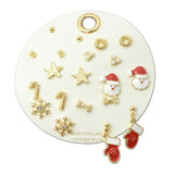 109180, SET OF 10 PAIRS CHRISTMAS THEME SANTA CLAUS SNOWFLAKES ASSORTED STUD EARRING SET