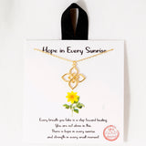 109193, HOPE IN EVERY SUNRISE FLORAL CLOVER PENDANT NECKLACE