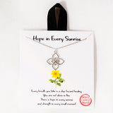 109193, HOPE IN EVERY SUNRISE FLORAL CLOVER PENDANT NECKLACE