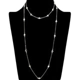 109196, LONG DAINTY CLOVER ACCENT 2 PIECE NECKLACE SET
