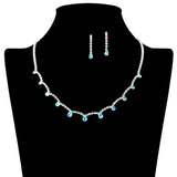 109199, DAINTY TEARDROP ACCENT CRYSTAL RHINESTONE NECKLACE