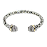 109208, 14K GOLD PLATED BALL PAVE CUBIC ZIRCONIA ACCENT DESIGNER INSPIRED CUFF BRACELET