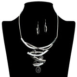 109211, OVAL CELLULOID ACETATE RHINESTONE ACCENT ELEGANT STATEMENT NECKLACE
