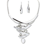 109211, OVAL CELLULOID ACETATE RHINESTONE ACCENT ELEGANT STATEMENT NECKLACE