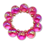 109233, CHUNKY IRIDESCENT BUBBLE BALL BEAD STRETCH BRACELET