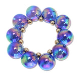 109233, CHUNKY IRIDESCENT BUBBLE BALL BEAD STRETCH BRACELET