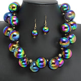 109234, CHUNKY IRIDESCENT BUBBLE BALL BEAD NECKLACE