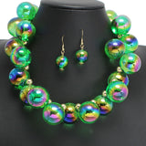 109234, CHUNKY IRIDESCENT BUBBLE BALL BEAD NECKLACE